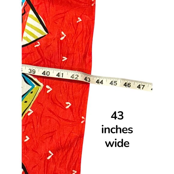 Sally Huss Red Heart Patterned Rayon Shawl Wrap Scarf With Fringe - Picture 9 of 10